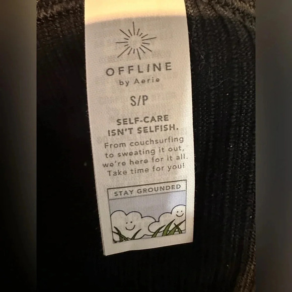 New OFFLINE By Aerie Seamless Cable Square Neck T Shirt Black Size Small NWT - Picture 6 of 8